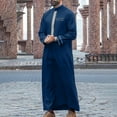 thumbnail image 2 of Men's Shirts Long Sleeve Embroidered Stand Collar Robe for Modern and Comfort, 2 of 4