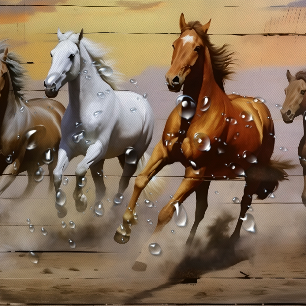 Horses running fence waterproof shower curtain Bathroom shower curtain  Cloth Fabric Bathroom Decor Set with Hooks