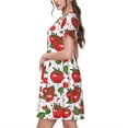 thumbnail image 2 of Disketp Hand Drawn Tomatoes para Vestido de Manga Corta para Mujeres, Vestidos de Verano para Mujeres, Casual y Holgado para la Playa, 2 of 6