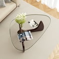thumbnail image 3 of Cottinch Glass Coffee Table for Living Room, Morden Coffee Table with Glass Top and Wood Base 35" x 24.8" x16.1", Dark Walnut, 3 of 10