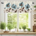 thumbnail image 2 of Victorian Style Valances for Windows, 54 x 18in, Blue Retro Poppy Flower Plant Rod Pocket Kitchen Valance Curtain Light Filtering Window Treatments for Living Room Bedroom, 1 Panel, 2 of 7