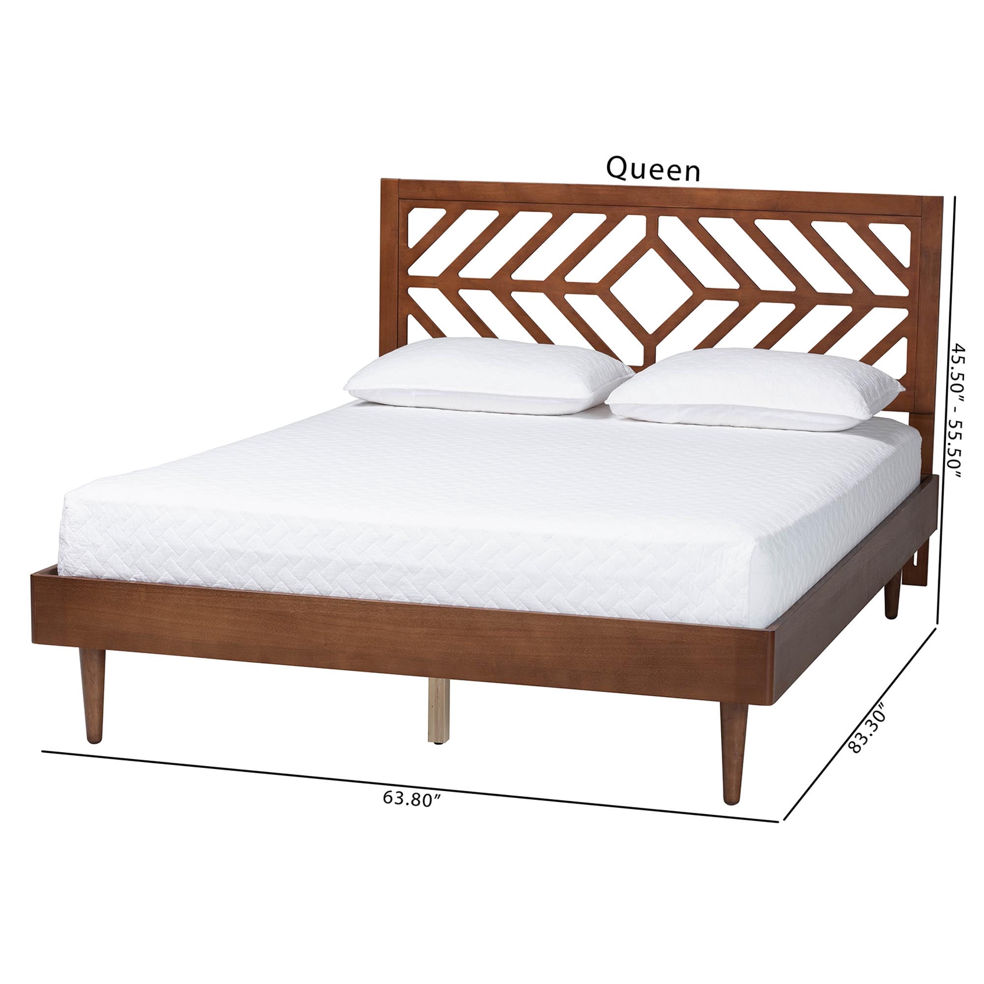 Baxton Studio Zola Modern Platform Bed, Queen, Ash Walnut