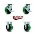 thumbnail image 2 of Tool Box Caster Wheel Set – 5 Inch Green Poly on Cast Iron Swivel Casters – SCC, 2 of 2