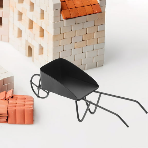 LOLIPPYY Vintage Style Mini Iron Wheelbarrow for Courtyard Scene Decoration 1 Piece