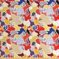 thumbnail image 1 of Geometric Fabric by the Yard, Adjoining Uneven Wavy Forms Ornamented with Dots Lines Spots and Flower Bouquets, Decorative Upholstery Fabric for Sofas and Home Accents, Multicolor by Ambesonne, 1 of 4