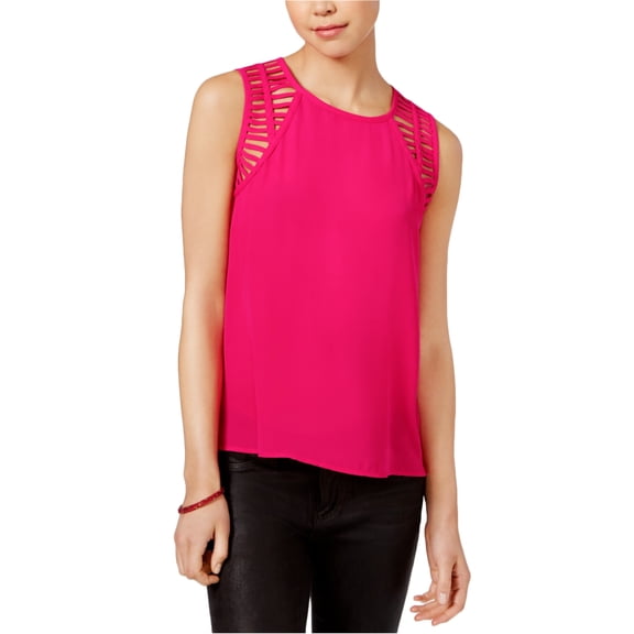 Lily Black Womens Cutout Pullover Blouse, Pink, Juniors, Medium