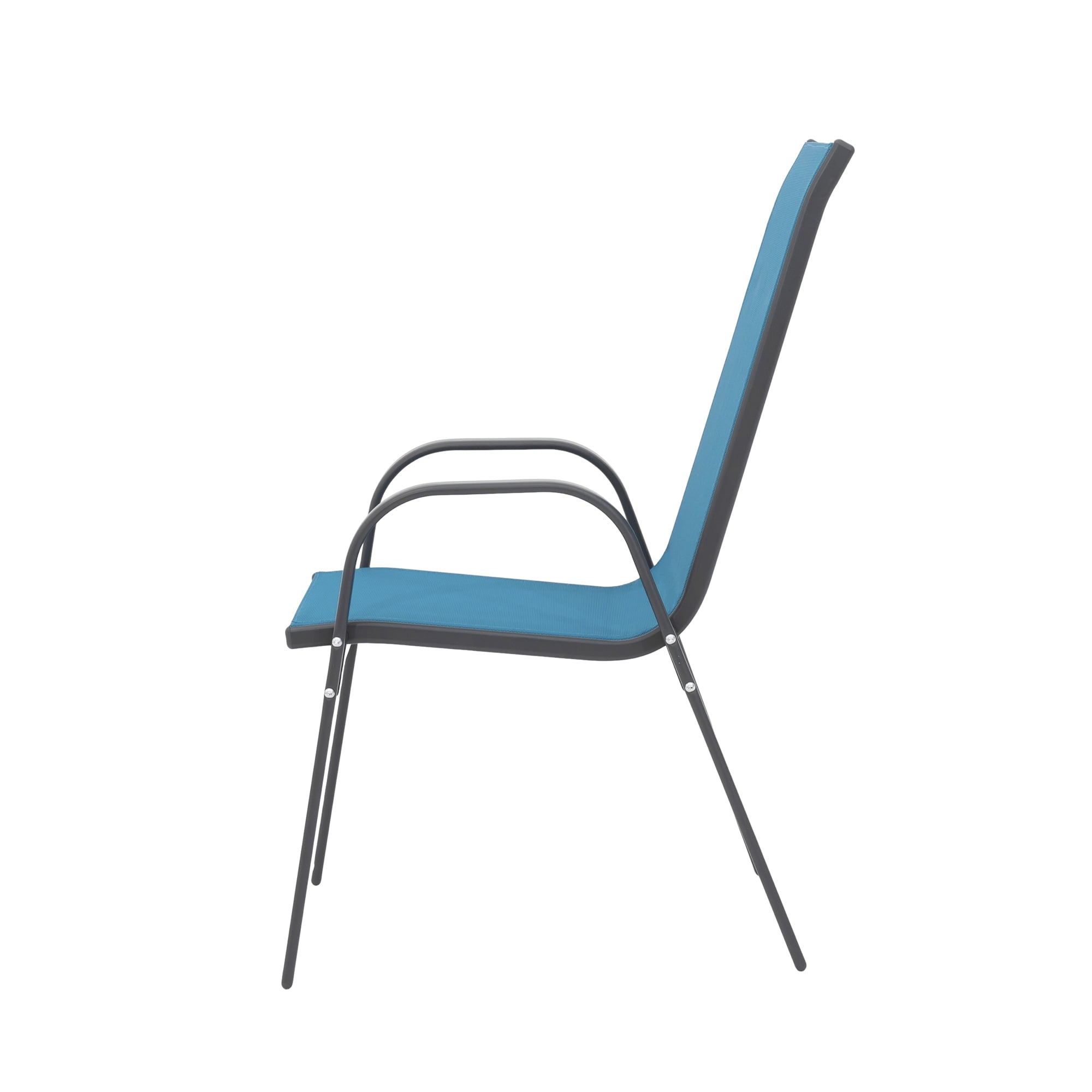 Leumius Outdoor Dining Chair Set of 6, All-Weather Patio Dining Chair with High Backrest and Metal Frame, Indoor Outdoor Chairs for Bistro, Deck, Backyard, Porch,Blue