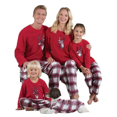 

Huakaishijie Family Matching Christmas Pajamas Set Deer Print Nightwear for Adult Kid Sleepwear