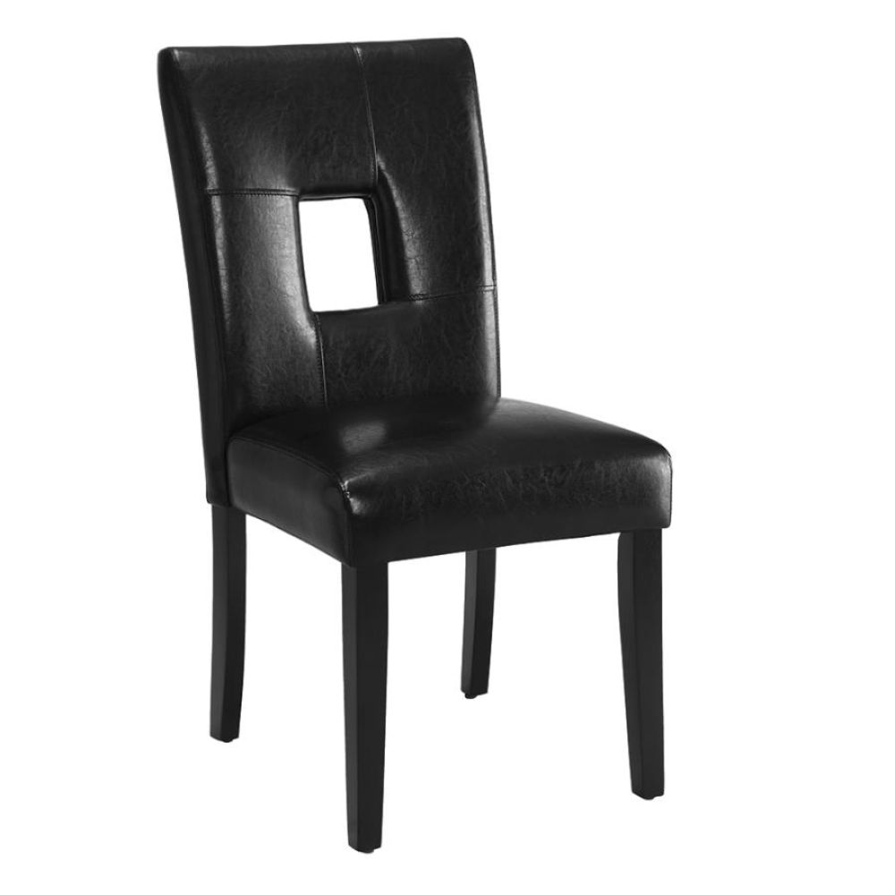 Upholstered Dining Chairs With Key Hole Back, Black (Set of 2