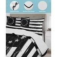 thumbnail image 3 of Twin Quilt Bedding Set, Black American Flag Reversible Summer Quilt 3 Pieces, Vintage USA Flag Stars Lightweight Bedspreads Coverlets with 2 Pillow Shams for All Seasons, 3 of 5