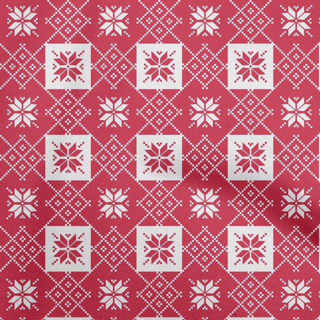 oneOone Cotton Poplin Red Fabric Geometric Craft Projects Decor Fabric Printed By The Yard 56 Inch Wide