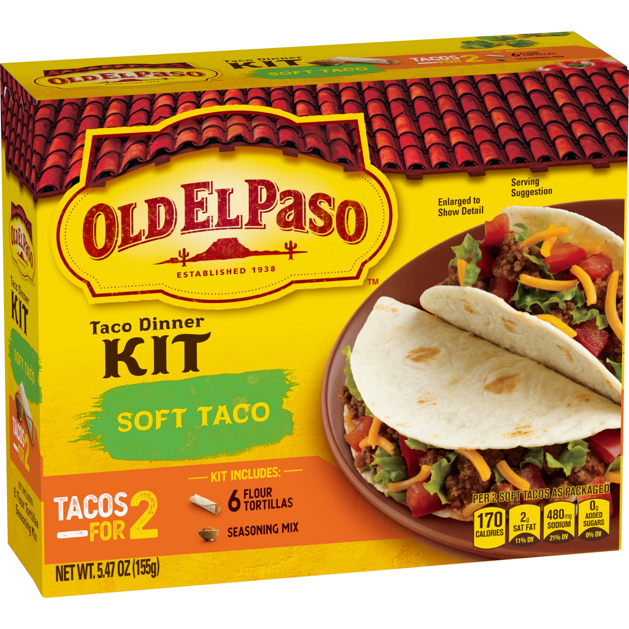 Old El Paso Soft Taco Dinner Kit, Meal Prep, 6 Count, 5.47 oz