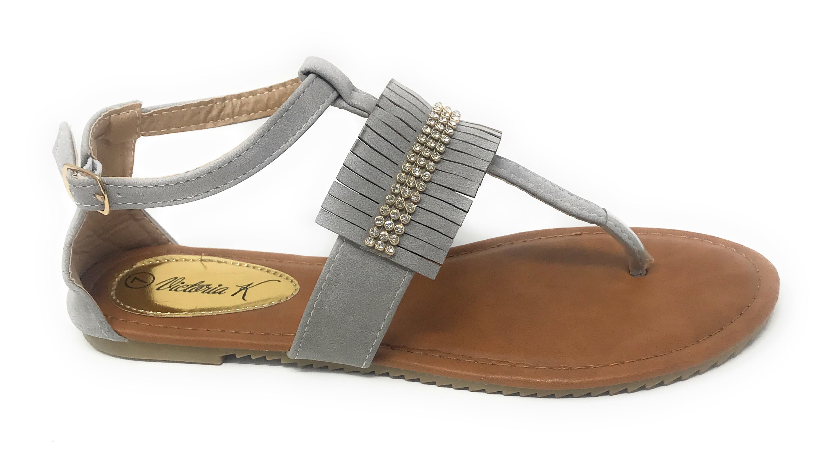 Victoria K Women's Fringed and Rhinestone Sandals