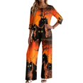 thumbnail image 5 of Two Piece Sets For Women Halloween 3/4 Sleeve Print Fall Outfits Casual Crew Neck Shirts And Pants Lounge Sets Halloween Vacation Travel Outfits, 5 of 5