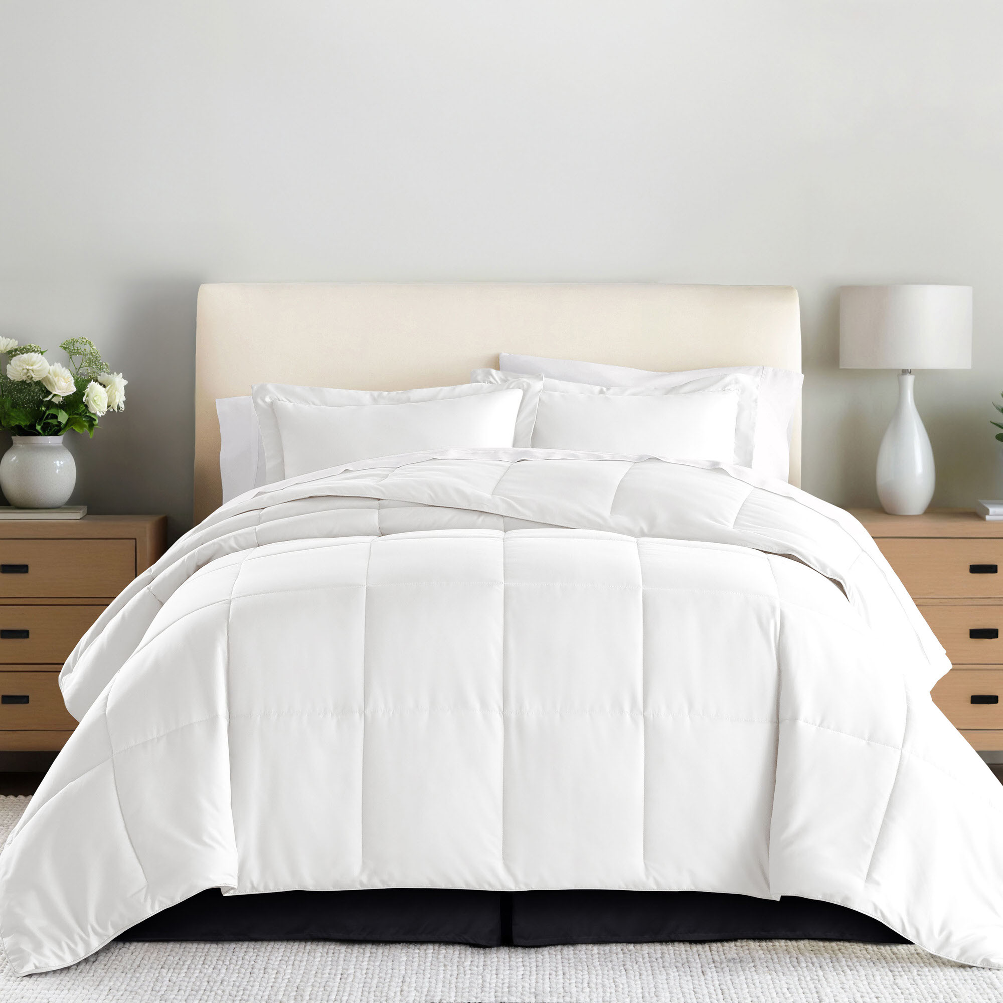Noble Linens Black Pleated Dust Ruffle Bed Skirt, Queen