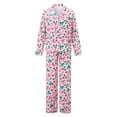 thumbnail image 3 of AIGUR Matching Mommy and Me Sleepwear, Candy Cane  Bow Print Button Down Long Sleeve Pajama Set, 3 of 10