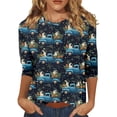 thumbnail image 3 of HAVUITYY Easter 3/4 Sleeve Sweaters for Women, Cute Printed Womens Lightweight Crew-neck Tops, Women's Spring Loose Pullover, 3 of 5
