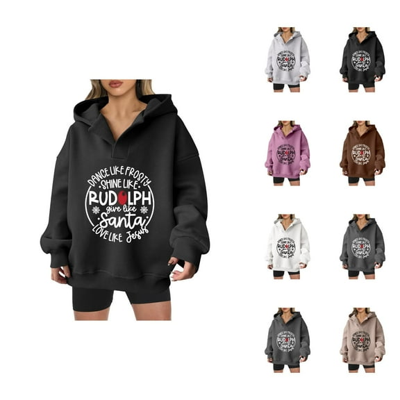 Dance Like Like Rudolph Santa Love Jesu Christmas Hoodies for Women Christian Pullover Sweatshirt