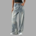 thumbnail image 2 of Personality Plus Size Jeans Waist Waisted Wide Leg Trousers Loose Plus Size Mop Pants Women, 2 of 8