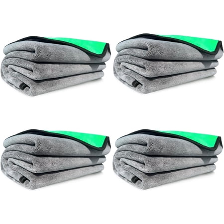 Microfiber Car Drying Towel Extra Large - Auto Drying Towel for Cars Trucks SUV - XL Professional Water Absorber Microfiber Drying Towel Car Thick Cleaning Cloth 40x24 800 GSM 4-Pack