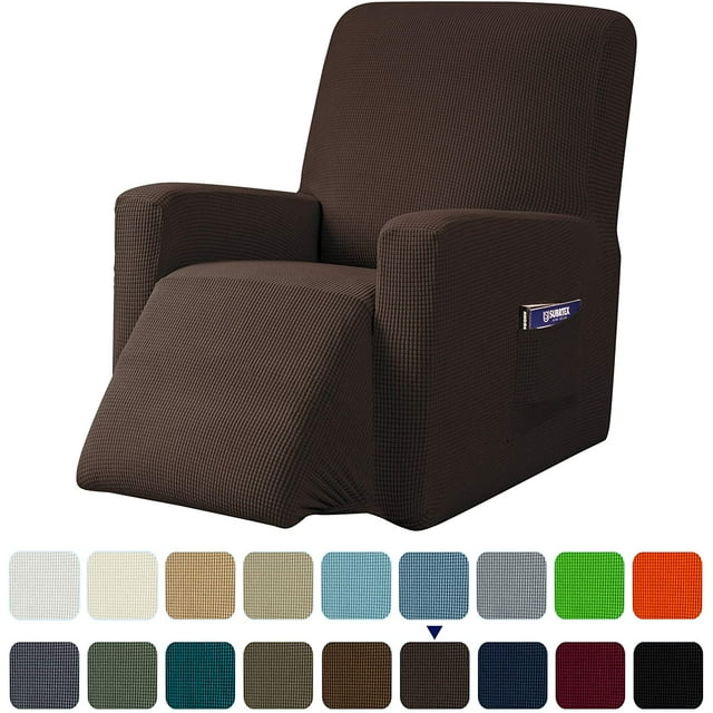 Subrtex Housse Extensible pour Fauteuil Inclinable 1 Pce, Housse Texturée à Carreaux avec Poches