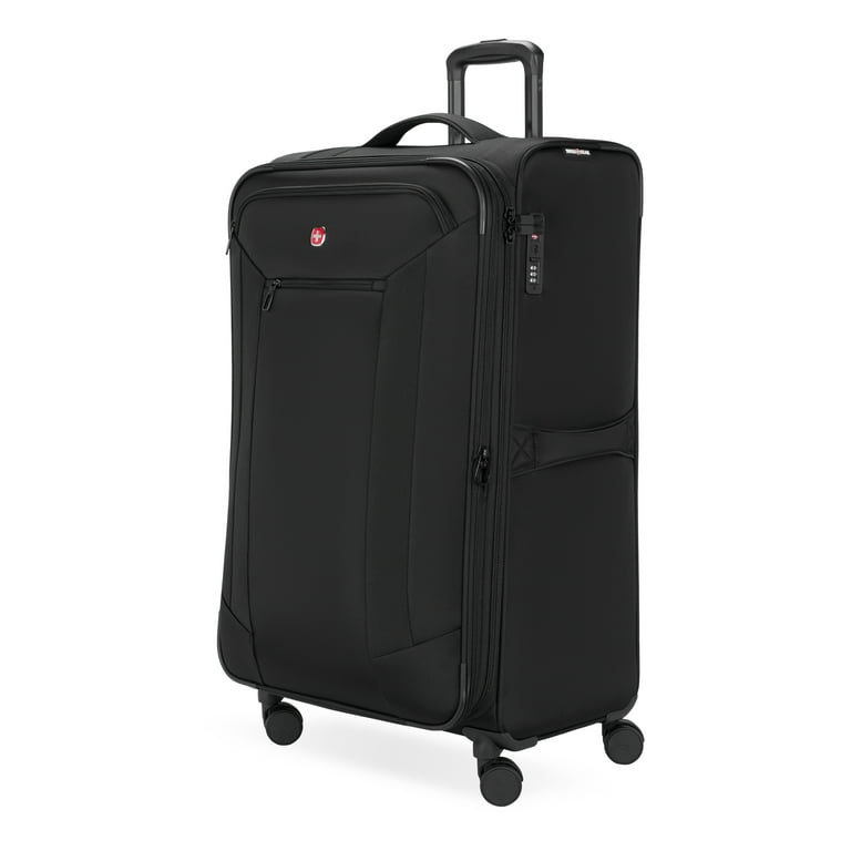 SWISSGEAR Stride Expandable Large Checked Spinner Luggage, Black