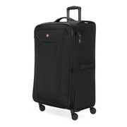 SWISSGEAR Stride Large Expandable Spinner Luggage, Black, Checked, 8 Wheels, TSA Lock