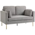 thumbnail image 1 of HOMCOM 55" Loveseat Sofa, Corduroy Upholstered Small Sofa Couch w/ Pillows, 1 of 10