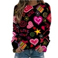 thumbnail image 1 of Moda mujer suelta cuello redondo casual manga larga impresa señoras sudadera tops Pompotops  FGAJ1762, 1 of 4