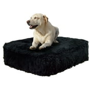Bessie and Barnie Black Bear Luxury Shag Extra Plush Faux Fur Rectangle Pet/Dog Bed