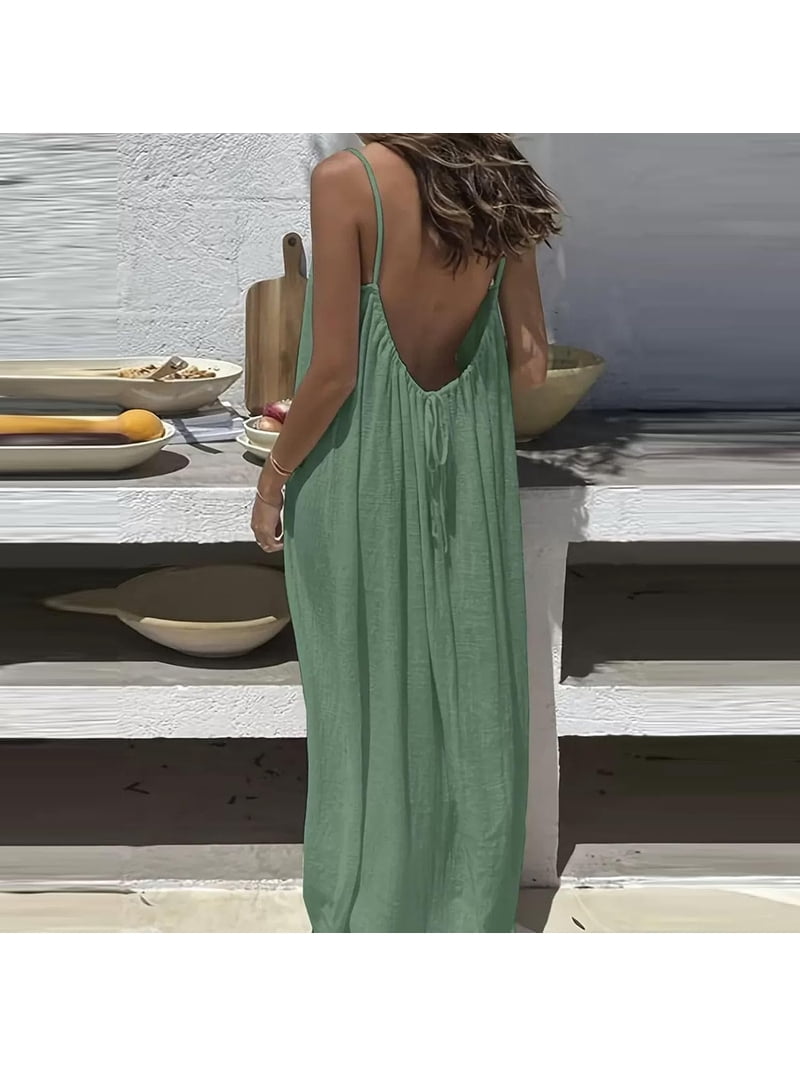 wedding dresses backless beach Sparkly Tulle A-Line Bateau Dress White / US 8 Vida Backless Maxi Dress sky blue wedding Elastic crossover straps Color:Deep Sea