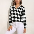 thumbnail image 3 of Black And White Harlequin Long Sleeve Blouse Woman Streetwear Casual Shirts Summer Oversize Woman Streetwear Clothing Birthday Present, 3 of 7