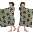 thumbnail image 4 of Green Bigfoot Pattern Hooded Bath Towel，60"x35" for Ages 3 To 12 Kids, Quick Dry Lightweight Soft Microfiber Hood Beach Towel Cover Up for Kids, 4 of 7