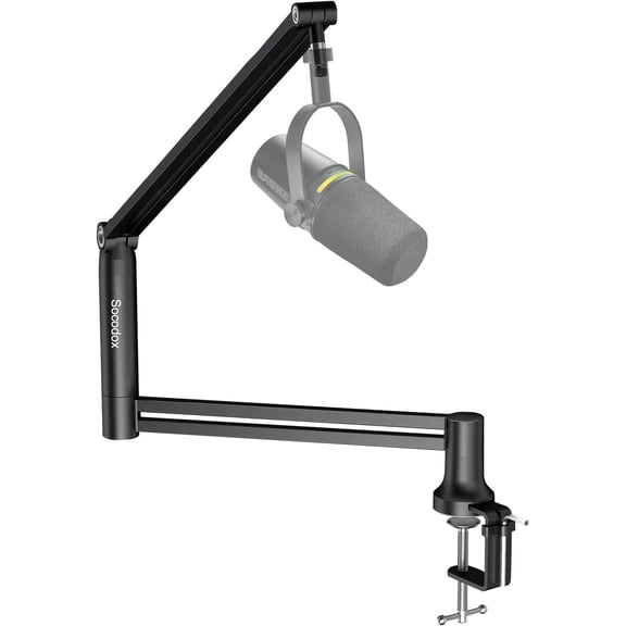 Socodox Low Profile Boom Arm Mic Stand, 360° Rotatable and Foldable Microphone Arm, Heavy Duty Mic Stand for Blue Yeti, Holds up to 3.3lbs, with 3/8" to 5/8" Screw Adapter