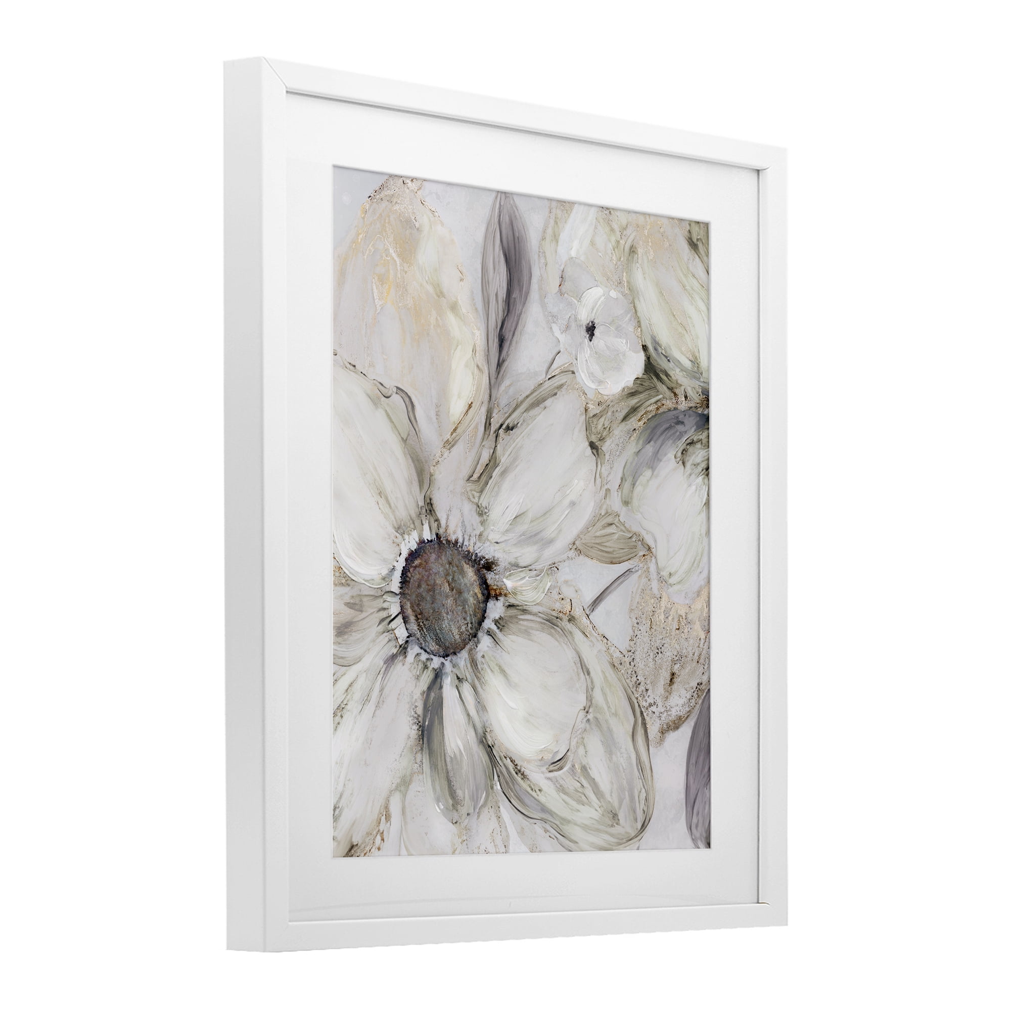 Stupell Industries Neutral Sandstone Blooms White Framed Print Under Glass, design by Carol Robinson