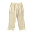 thumbnail image 6 of Stralyhd Capris for Women Linen Pants Summer Casual Capri Straight Leg Elastic Drawstring Palazzo with Pockets Beige XXL, 6 of 7