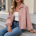 thumbnail image 5 of Chiccall Jackets for Women Fall Winter Fashion Long Sleeve Coats Casual Lapel Full Zip Up Bomber Jacket with Pockets Pink 3XL, 5 of 9