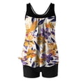 thumbnail image 5 of Amzcrzy Tankini Bathing Suits for Women Hawaii Floral Print Tummy Control Two Piece Swimsuits Blouson Retro Flower Leaf Swim Tank Top with Boy Shorts, 5 of 6
