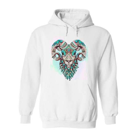 Ethnic Colorful Goat Head Hoodie Women -Image by Shutterstock, Female Large