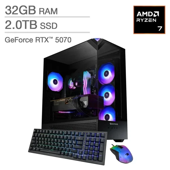 iBUYPOWER Element Gaming PC Desktop - AMD Ryzen 7 9800X3D - NVIDIA GeForce RTX 5070 12GB - Windows 11 Home - 32GB RAM - 2TB SSD