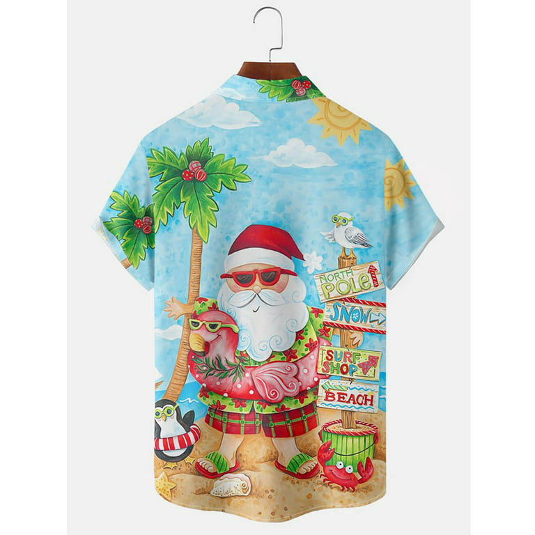 Matching Father Son Hawaiian Outfit Christmas Men Shirt Boy Shirt Santa, Men's, Size: Small(Adult)