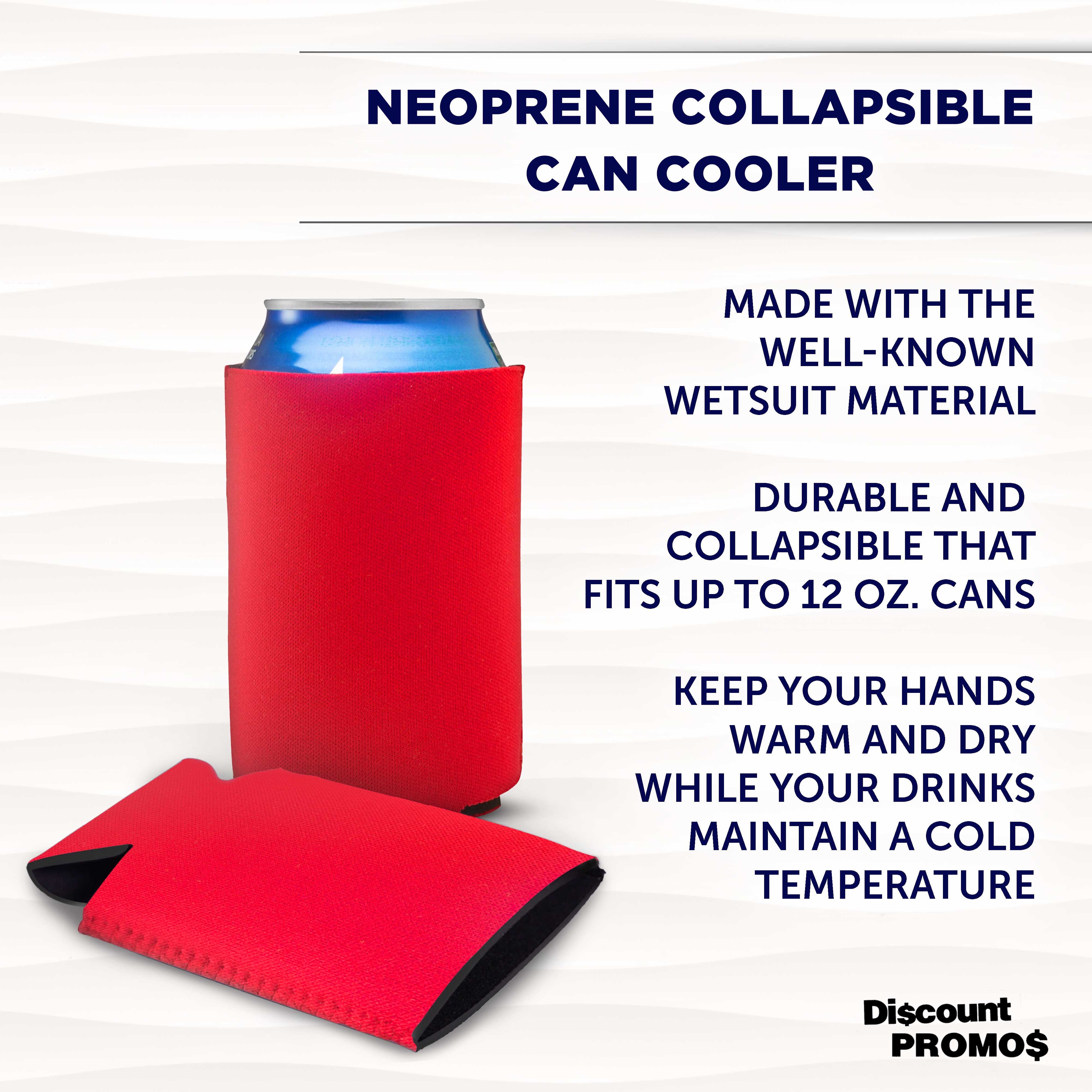 Neoprene Collapsible Can Coolers 12 oz. Set of 10, Bulk Pack - Great for Weddings, Parties, Anniversary, Indoor & Outdoor Events - Red