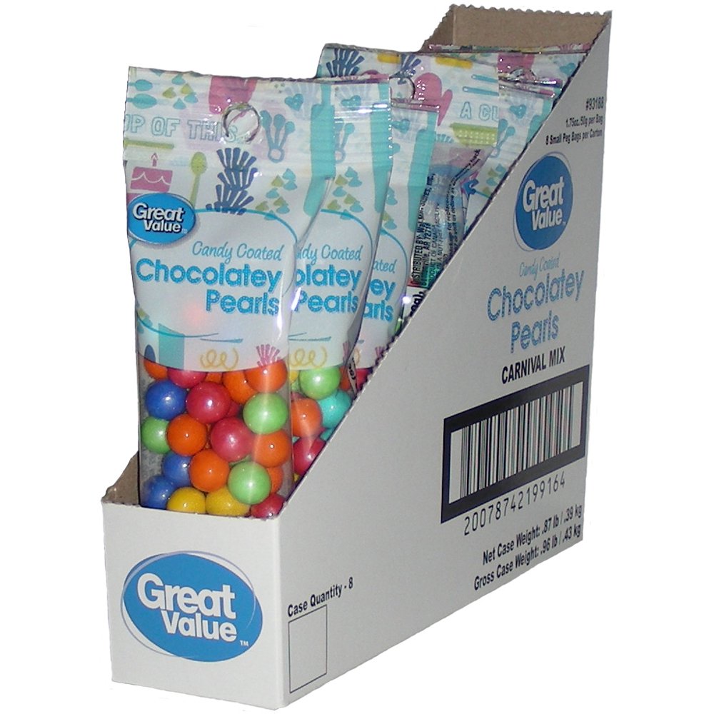 Great Value Candy Coated Chocolatey Pearls, Red/Orange/Yellow/Blue