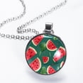 thumbnail image 2 of Watermelon Glass Circular Pendant Necklace - Beautiful Handcrafted Jewelry Piece for Women, 2 of 5