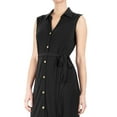 thumbnail image 3 of Nina Leonard Womens Button Front Midi Shirt Dress Small Black NWT, 3 of 5