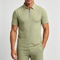 thumbnail image 5 of Plus Size Big & Tall Men's Summer Ice Silk Cooling Quick Dry Business Sports Lapel Half-Zip Short Sleeve Shirt Casual Button Down Tops Tees Breathable Moisture Wicking Golf, 5 of 9