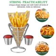 thumbnail image 2 of CSChome Support de Frites Panier avec Trempette Support de Frites Collations Apéritifs Cône en Acier Inoxydable Restaurant Buffet, 2 of 6