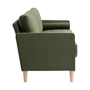 Studio Living Lorelei Mid-Century Modern Cushion Back Upholstered Sofa, Olive Fabric