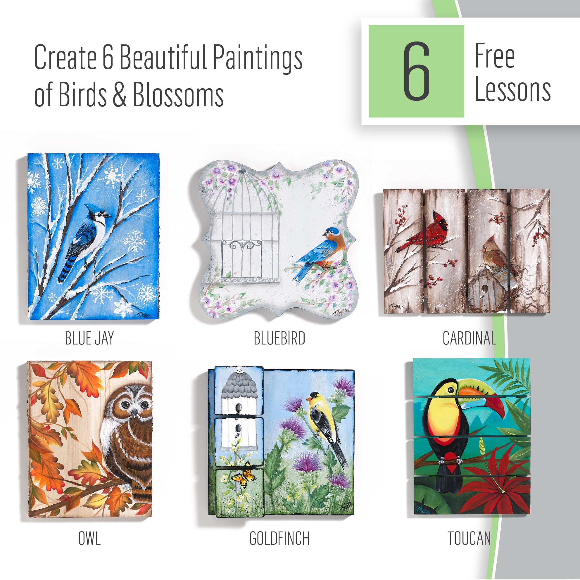 FolkArt One Stroke Acrylic Craft Paint Kit, Birds and Blossoms, 32 Piece