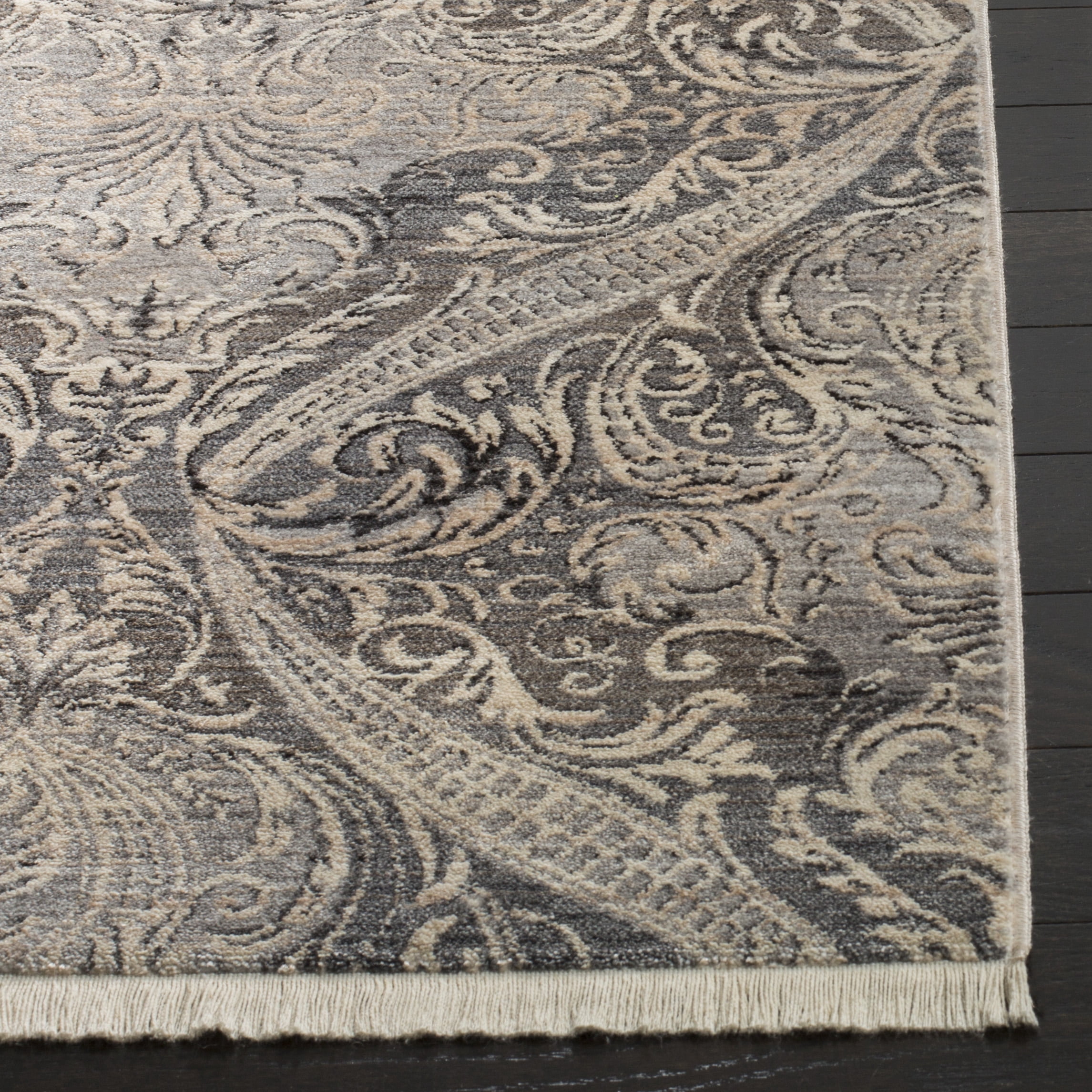 SAFAVIEH Vintage Persian Bear Geometric Polyester Area Rug, Grey/Charcoal, 9' x 11'7"